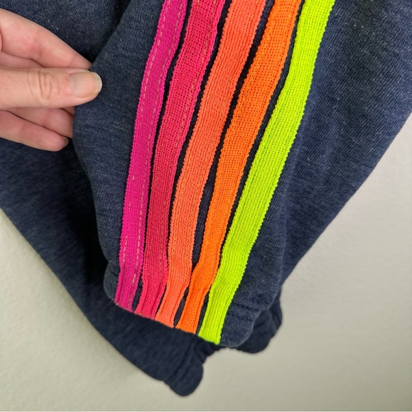 Aviator Nation 5 Stripe Sweatpants - CHARCOAL // NEON SZ S - Picture 7 of 10